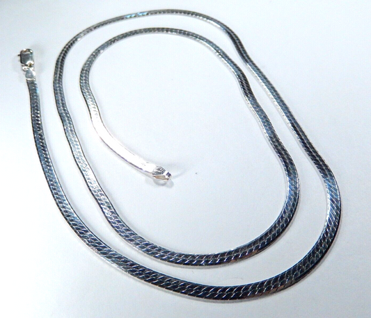 *VINTAGE*  30” 4mm Italy Thick Sterling Silver Necklace 925 Herringbone Chain