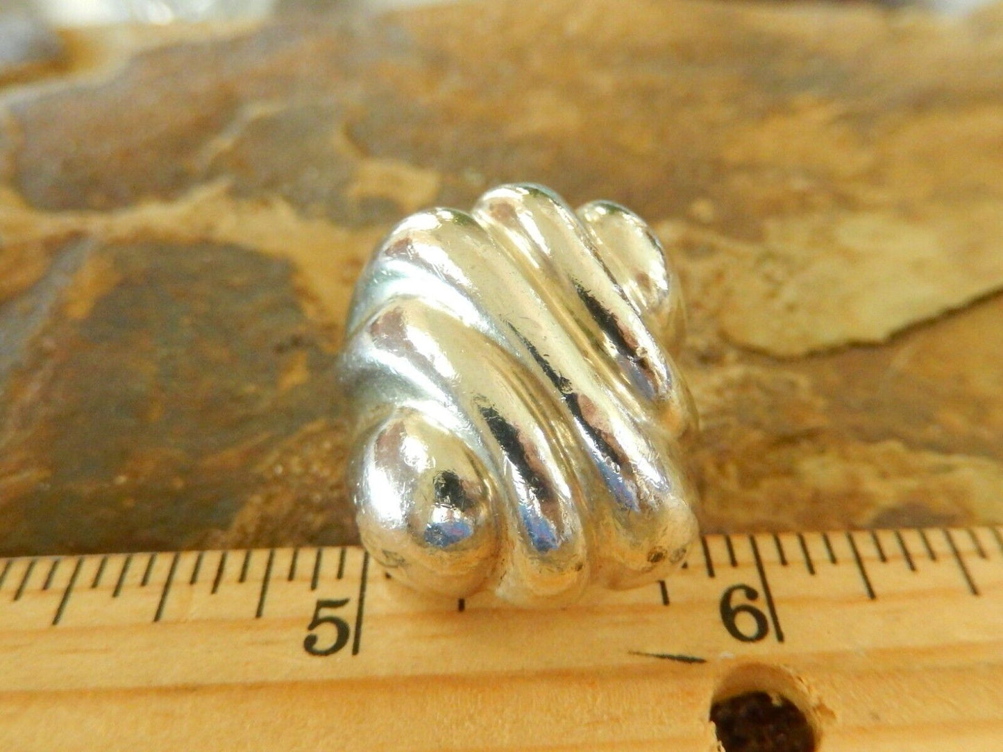 *VINTAGE*  Lrg Modernist Mexico Sterling Silver Sculptural HEAVY RING size 7.75
