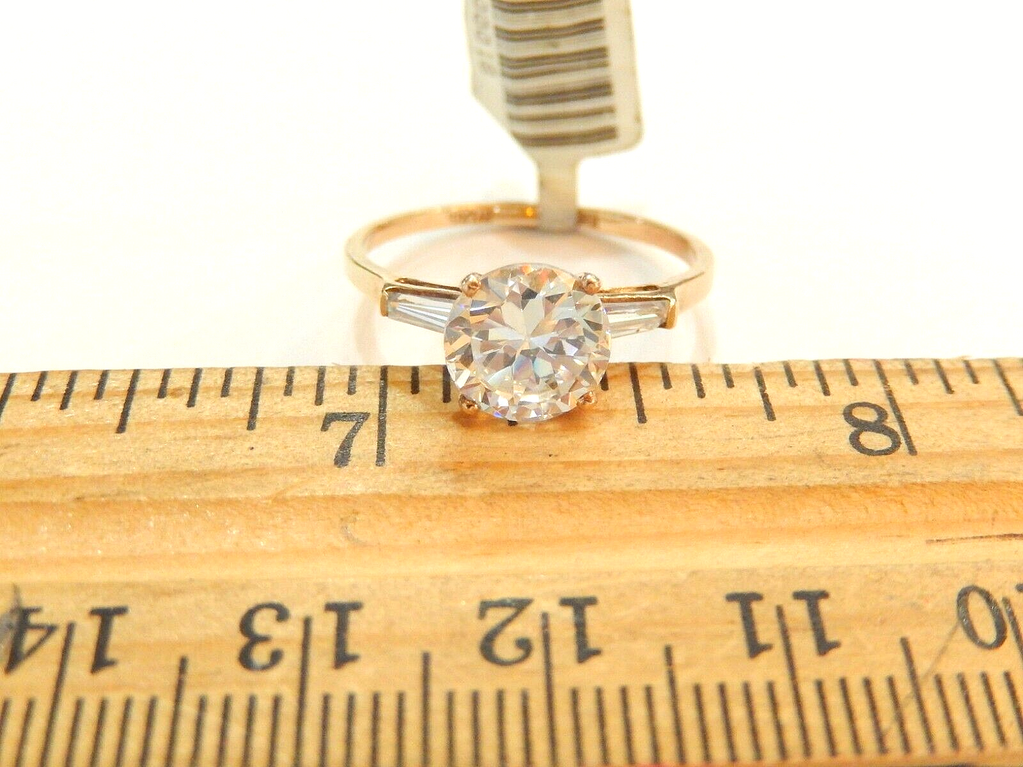 Ladies 10K Yellow Gold 2.50 CT  Solitaire  CZ Ring with Accents Sz 9