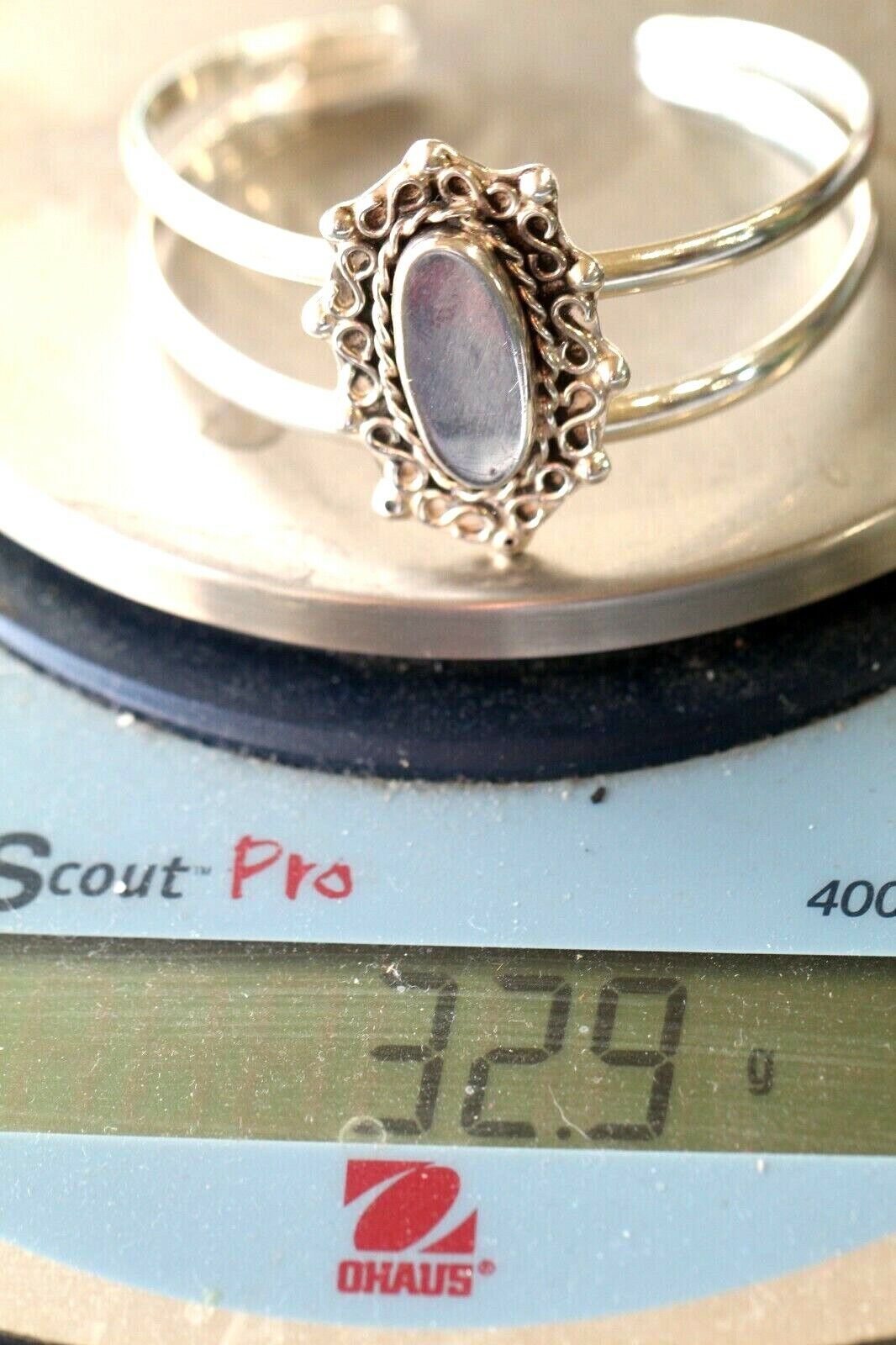 *VINTAGE*  THICK - VICTORIAN STYLE STERLING SILVER  Engravable Bangle Bracelet~