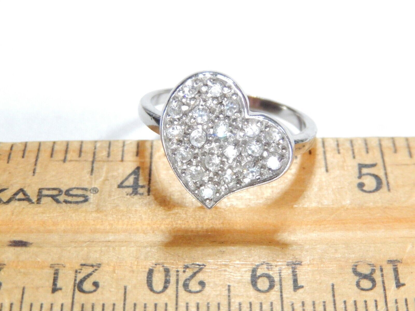 *VINTAGE*  925 Sterling Silver Cubic Zirconia Cluster Heart Ring Size 7