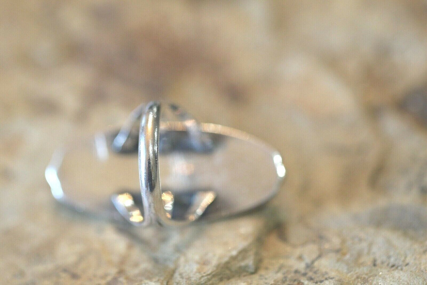 *VINTAGE*  Long Native American Sterling Silver Gemstone Ring  Size 7.25