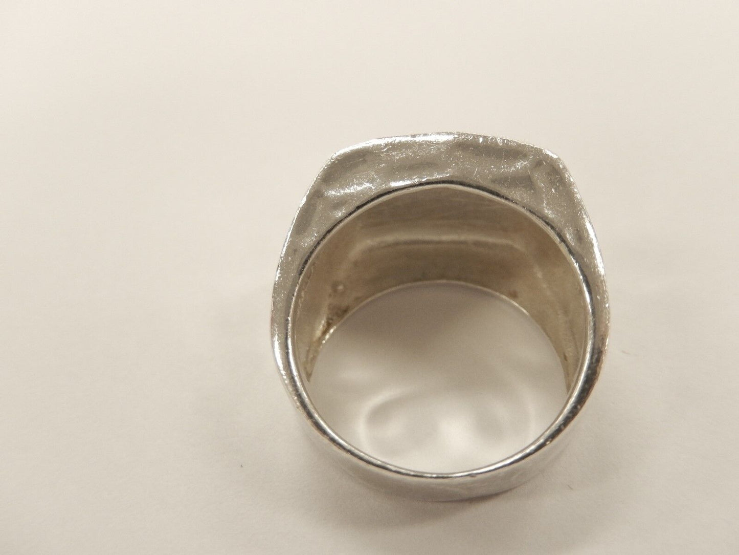Vintage 925 Sterling Silver Wide Hammered Ring Size 7.5