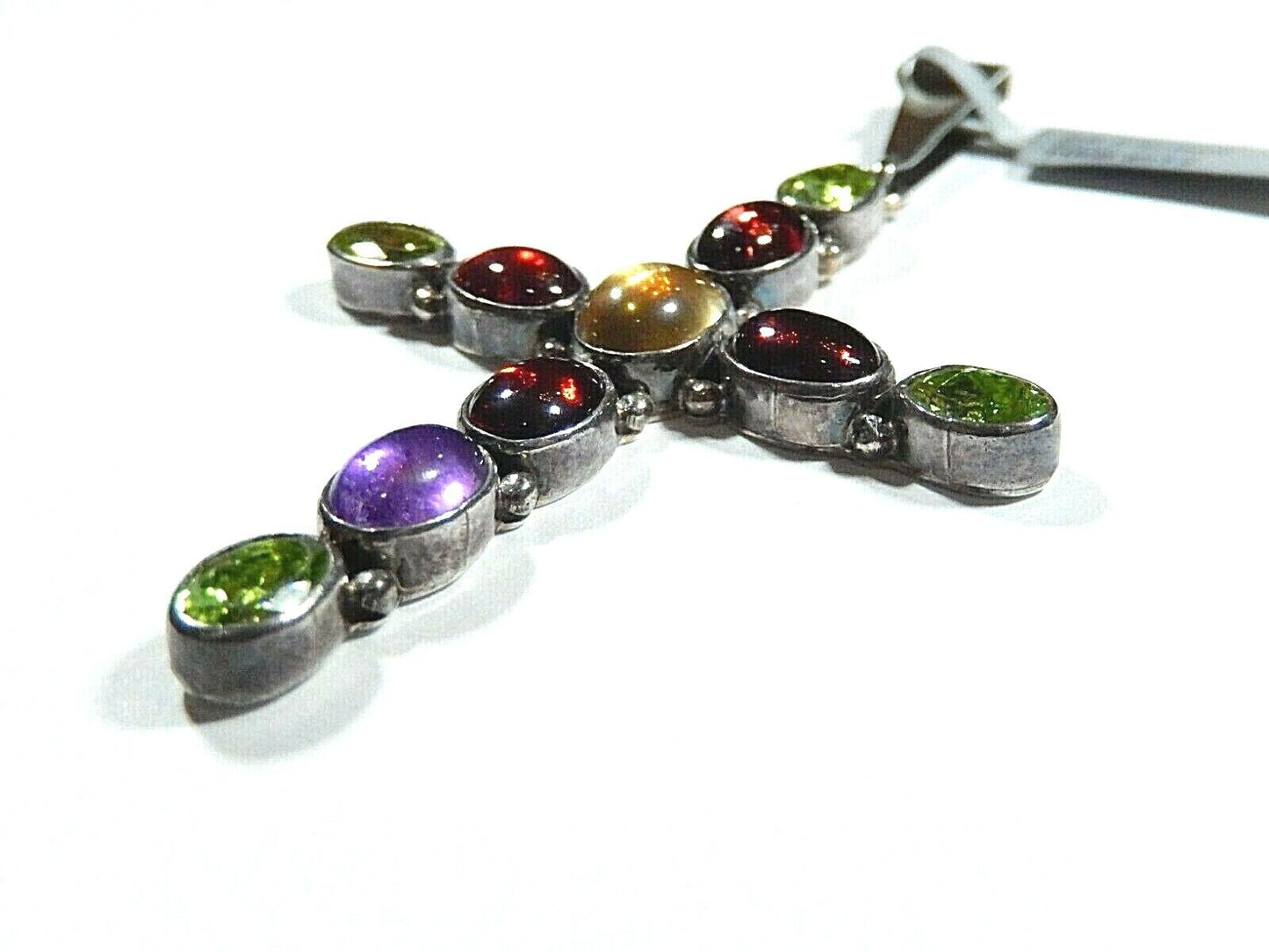 *VINTAGE* LARGE Nakai Navajo Sterling Silver Cross Multi Stone Statement Piece