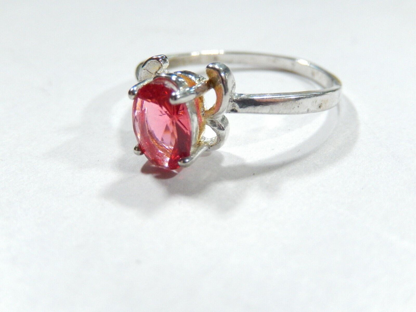 *VINTAGE*  1.00 Carat AAA Oval Red Tourmaline Sterling Solitaire Ring Sz 9