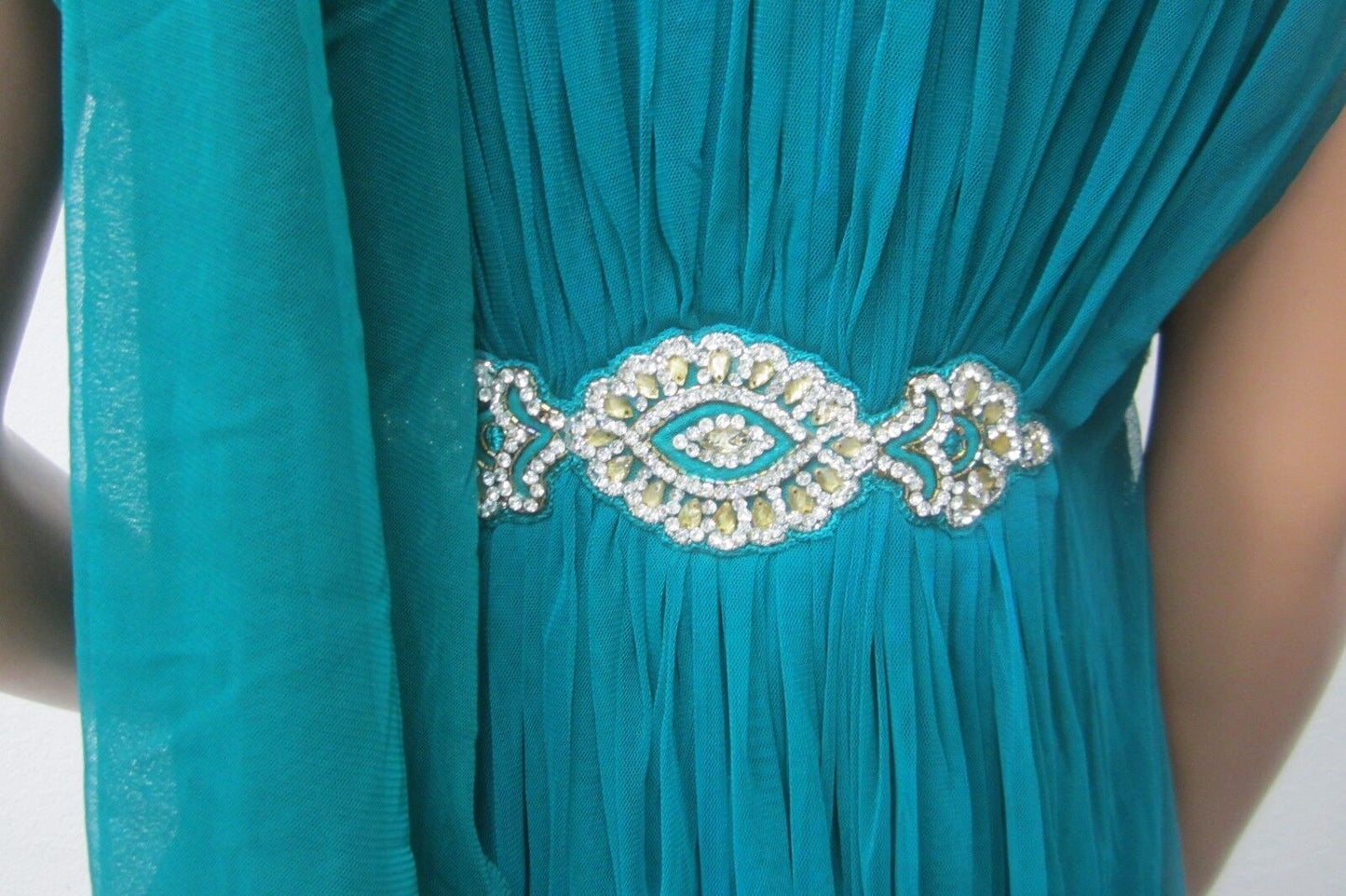 Beautiful Party Evening 4 Pc  Rhinestone Saree Women Fashion Clothing Wrap Sari