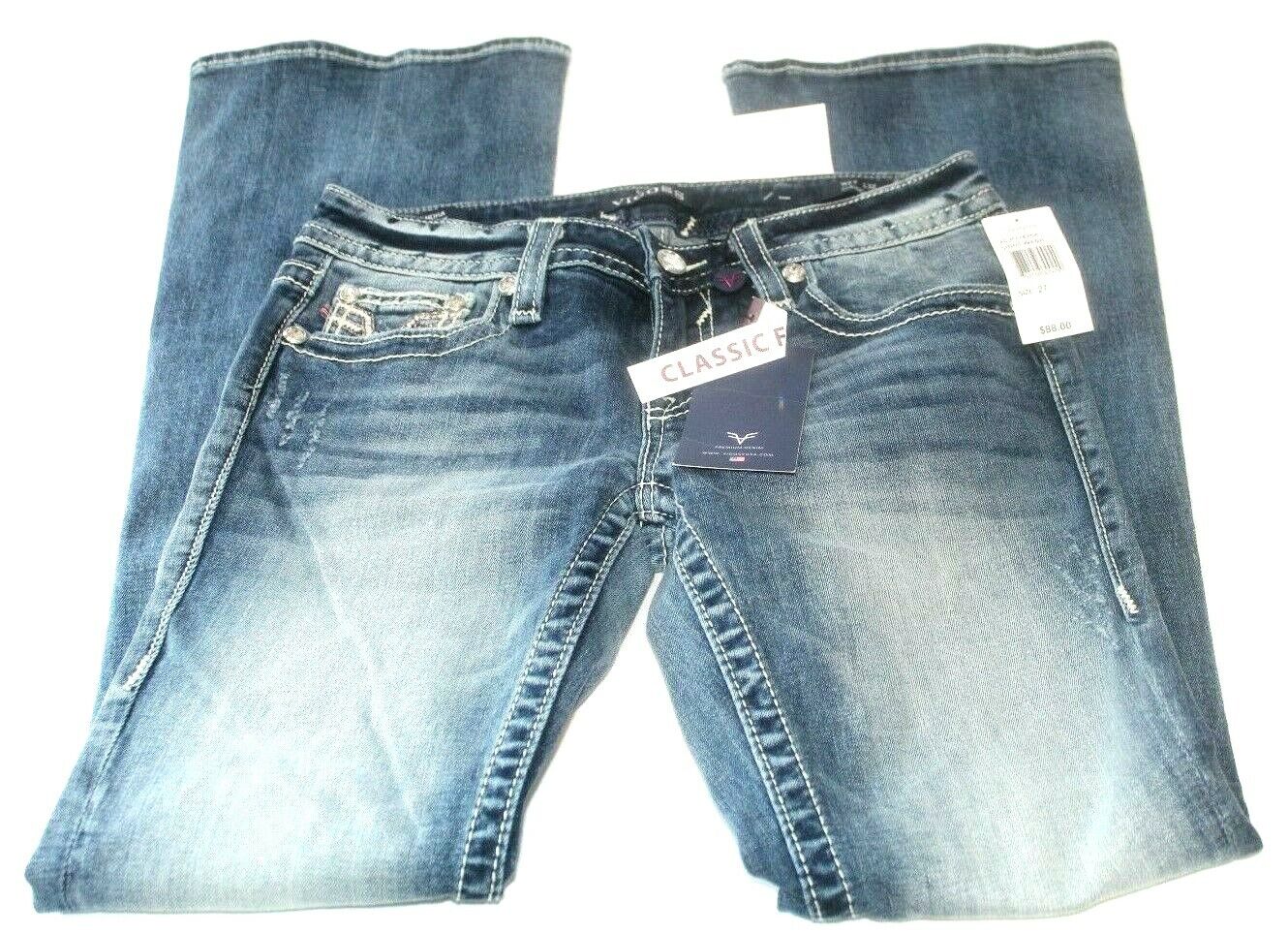 *NWT* $88. VIGOSS WOMEN'S  KENDRA BOOTCUT CLASSIC FIT BLING JEANS SIZE W27 x L32