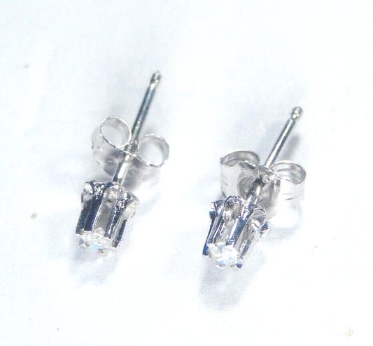 *VINTAGE*  1/5CT  Round Cut Natural Diamond Solitaire Buttercup Stud Earrings