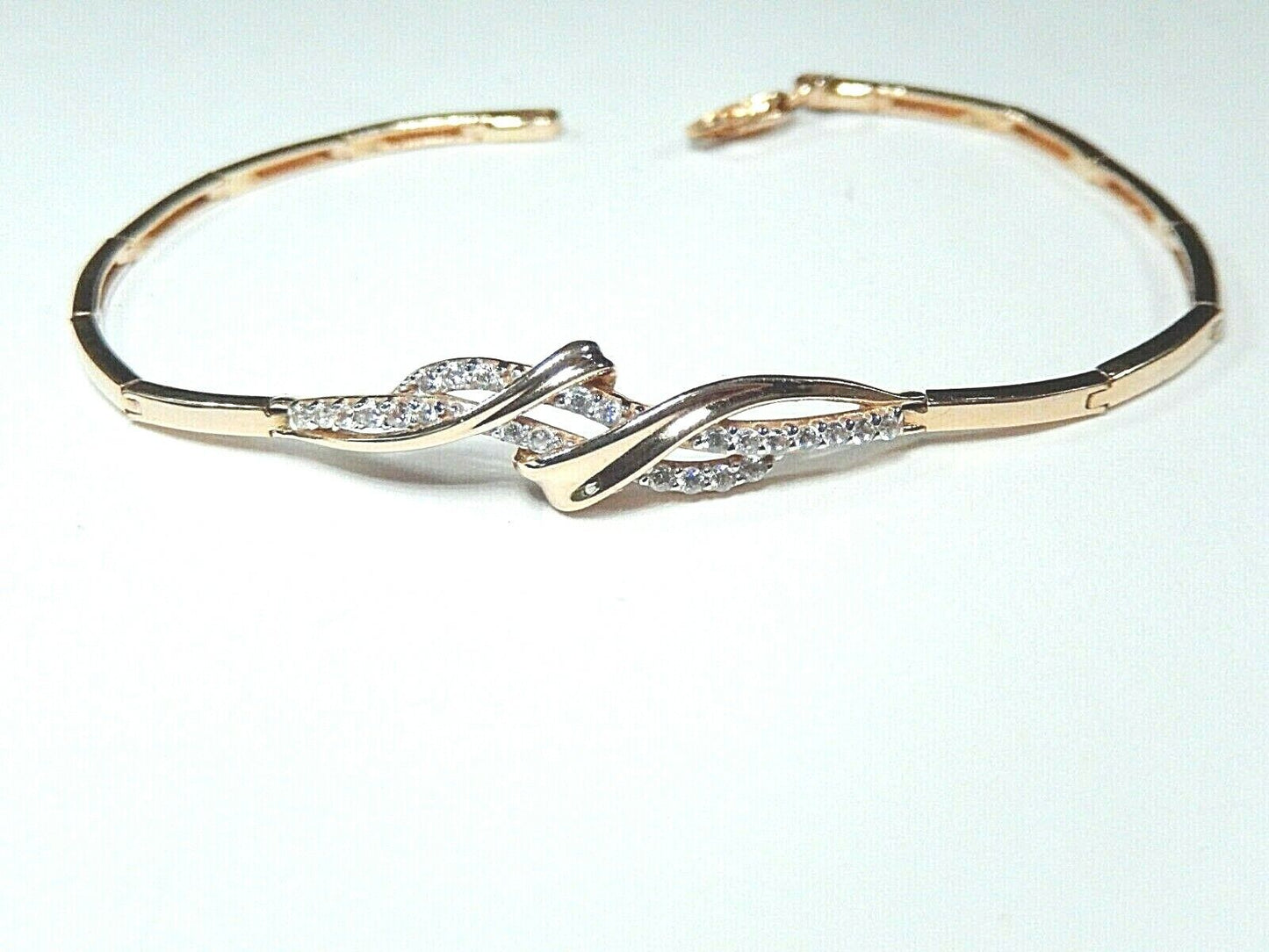 *VINTAGE* UNIQUE 14K YELLOW GOLD 1/4CT 24 VS CZ BRACELET LADIES 6.25"