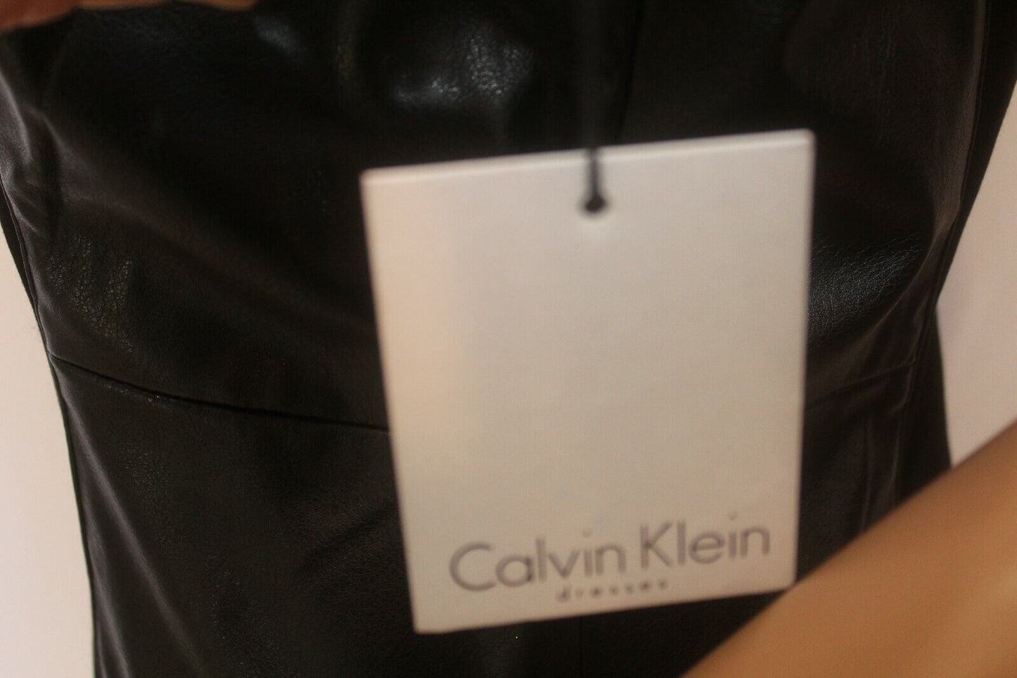 *NWT* CALVIN KLEIN BLACK FAUX LEATHER & POLYESTER SLEEVELESS SHEATH DRESS SIZE 8