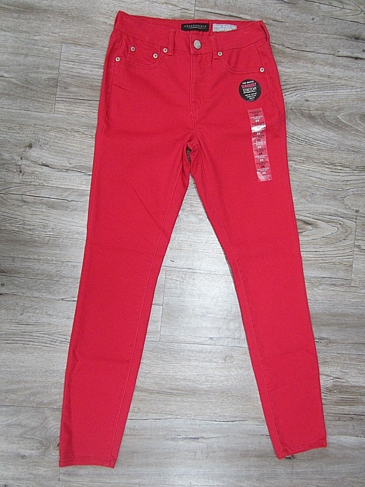 NWT Aeropostale Womens Seriously Stretchy Red Color Wash High-Waisted Jegging 0R