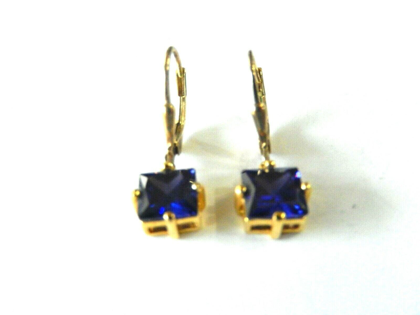 *VINTAGE* VERMEIL 14K GOLD OVER STER SILVER HANDCRAFTED 3.5CT  SAPPHIRE EARRINGS