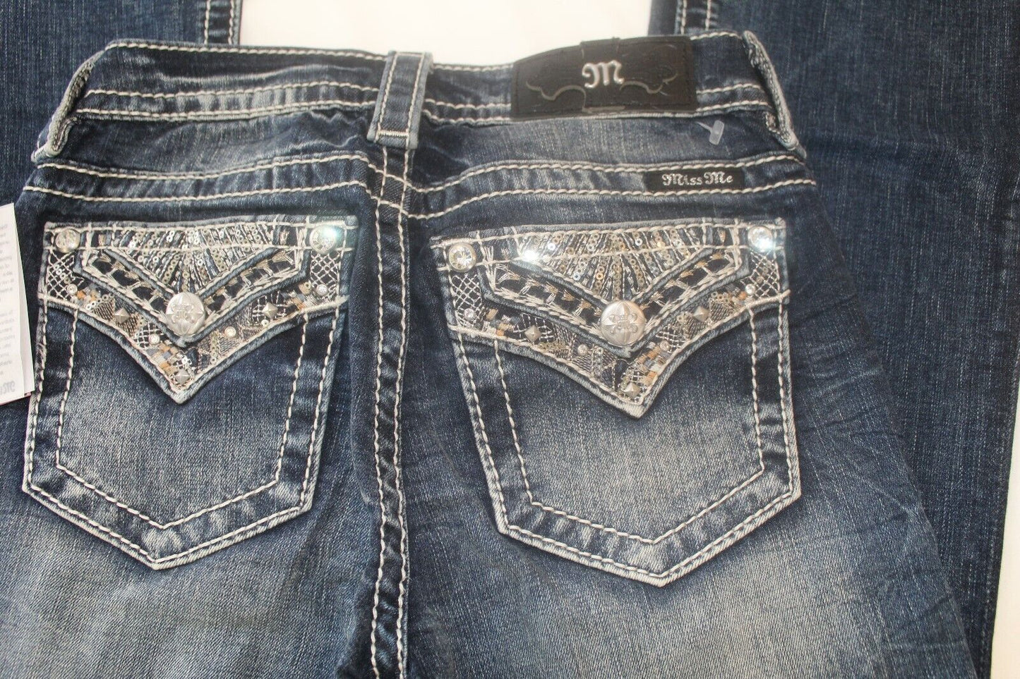 *NWT* $109. MISS ME WOMEN CHLOE BOOT EMBELLISHED JEANS SIZE 26 x 34