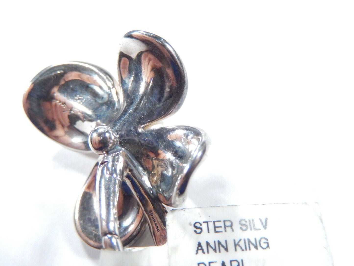 Ann King Sterling Silver Orchid Flower Freshwater Button Pearl  Pendant