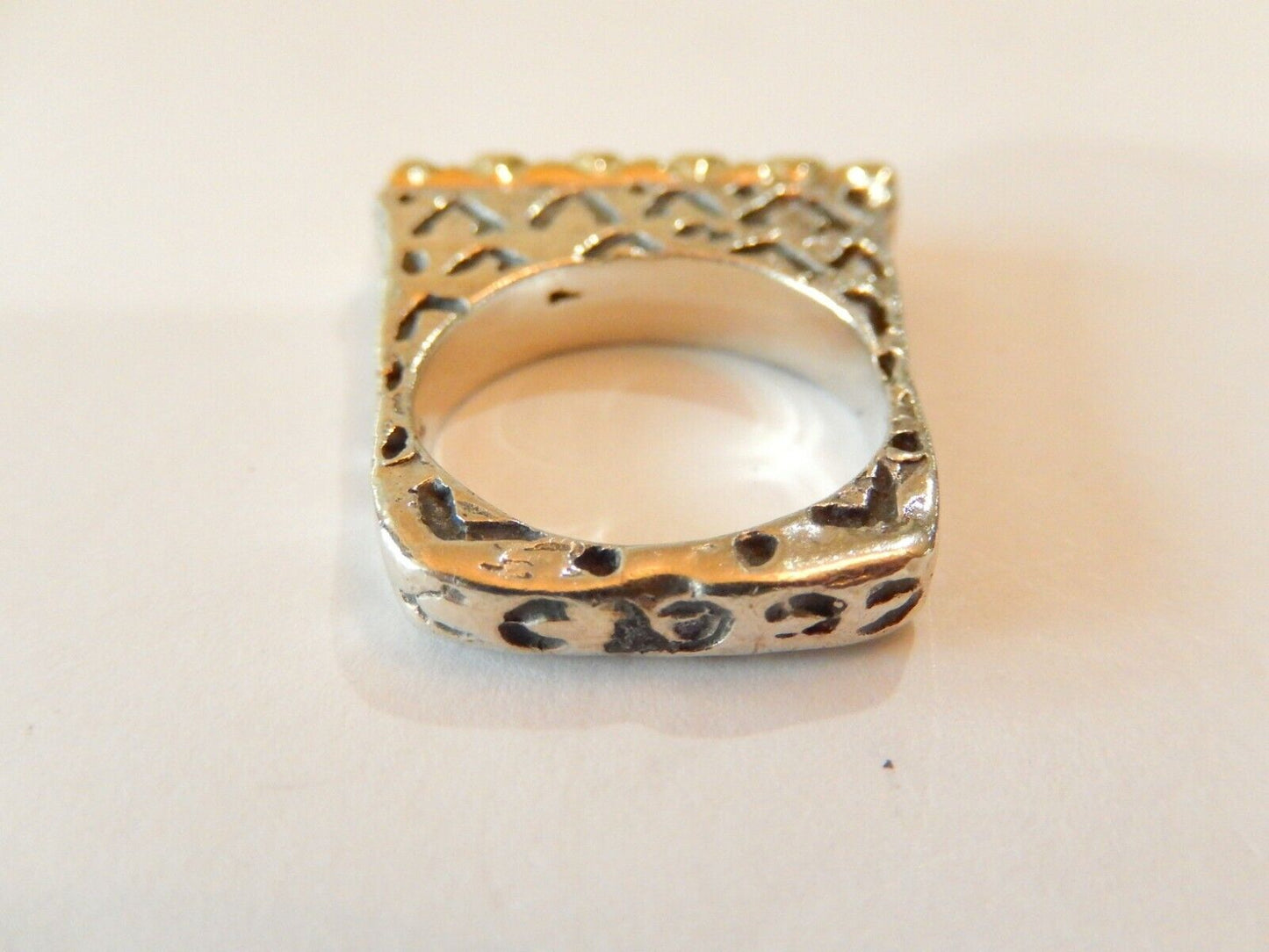 *VINTAGE* Heavy Sterling Silver 925 & 18K Yellow Gold Designer Inspired Ring 7.5