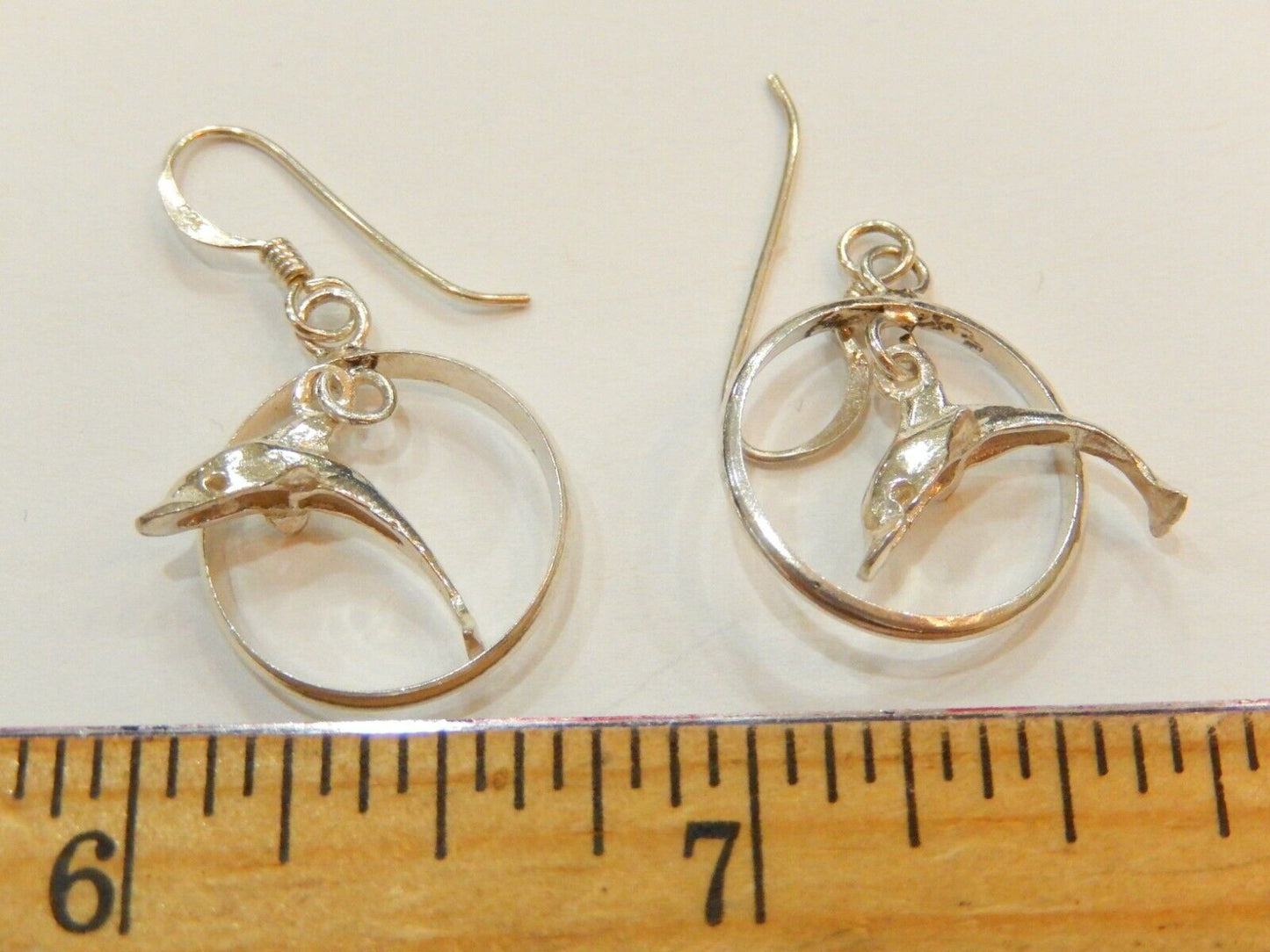 925 Sterling Silver Dolphin Dangle Earrings