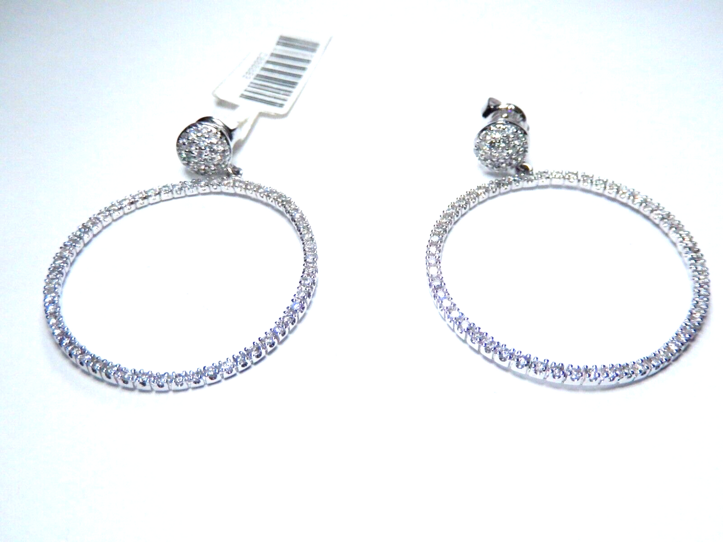 *NWT* 14K White Gold LARGE 32mm 1.50Ct Round 150 VS NaturalDiamond Hoop Earrings