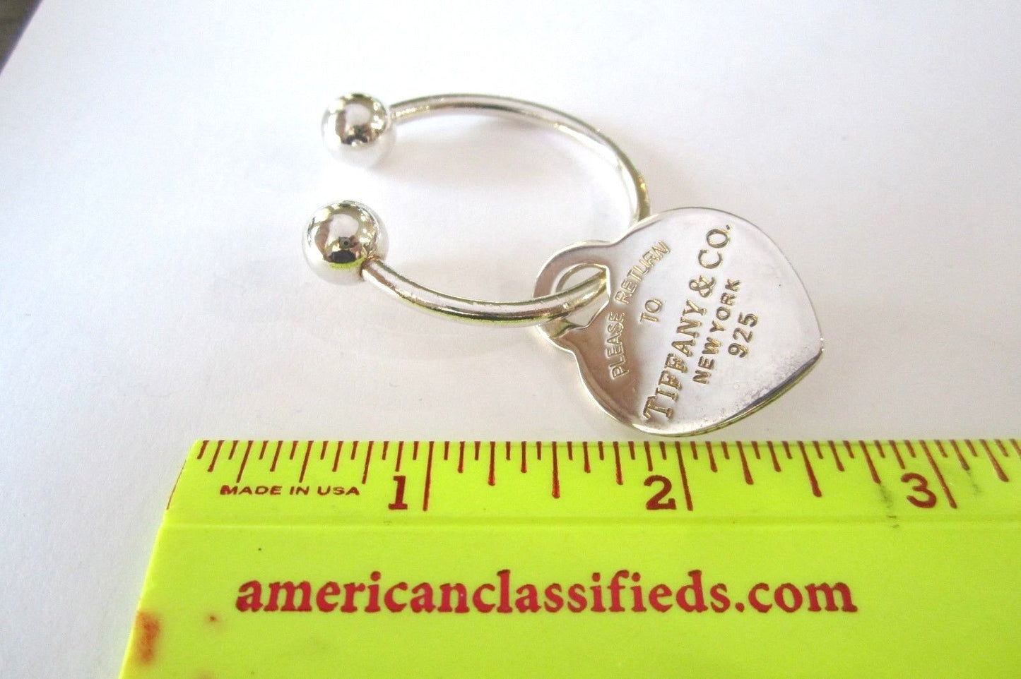 *MINT*   Tiffany & Co. Please Return To Sterling Silver Heart Key Ring