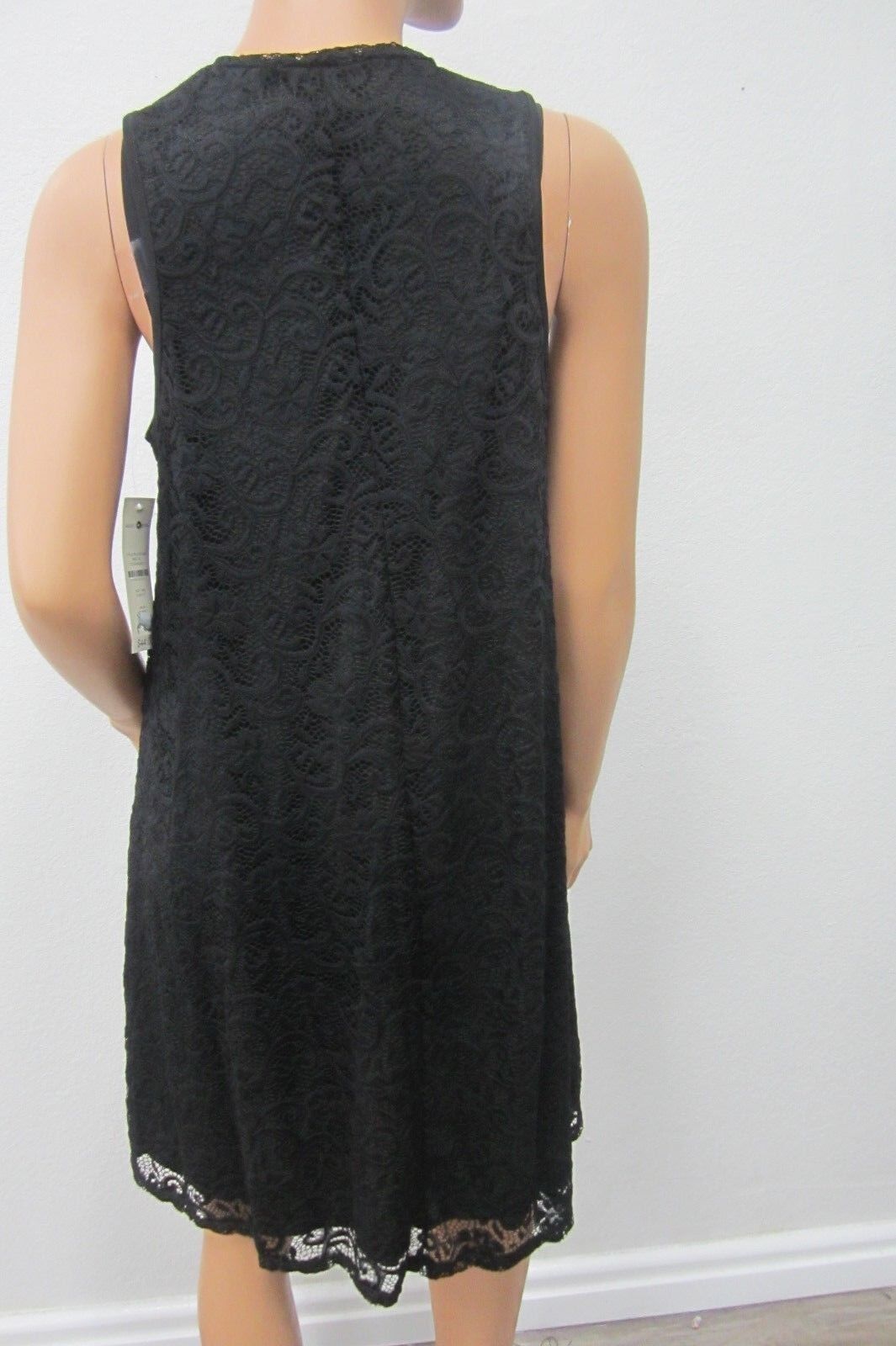 NWT Wishful & Park Womens CUTE Lace Dress Color Black Sleeveless Crew Neck Sz1XL