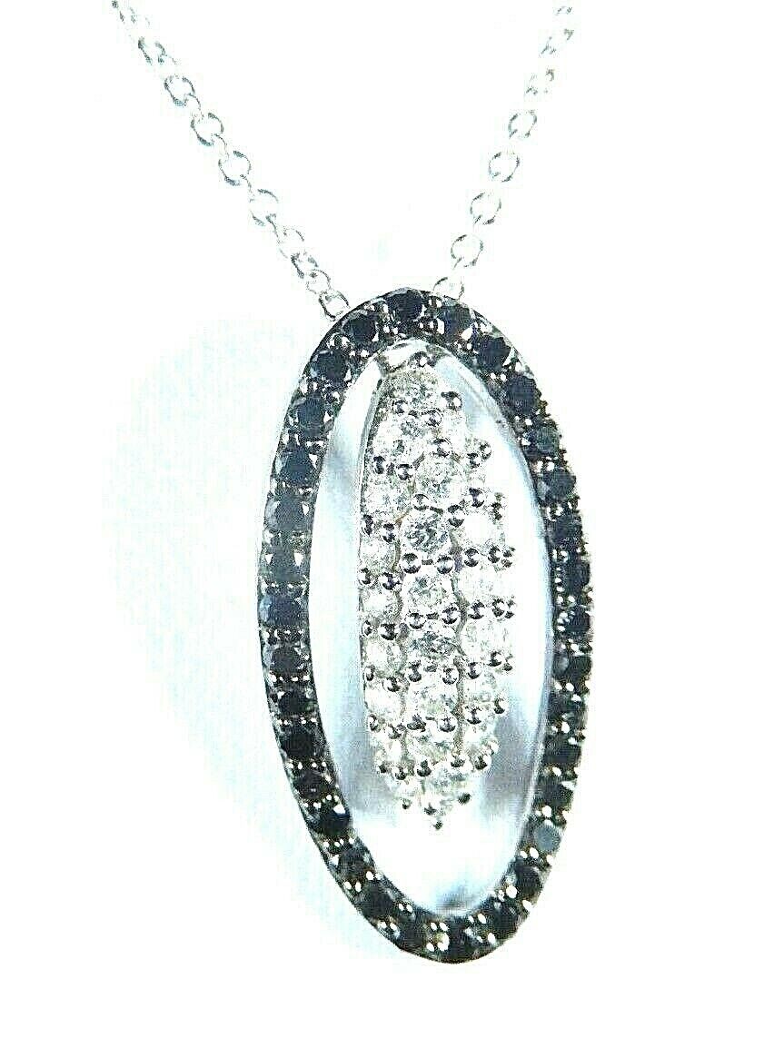 3/4 ct Black & White Diamond Pendant in 10K White Gold With 18" 14K WGold Chain
