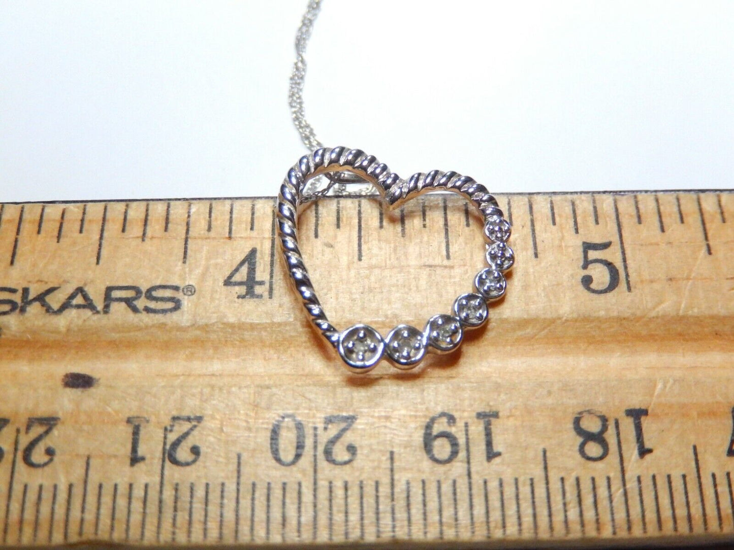 *NWT*  1/10 cttw Diamond Curved Heart Pendant Necklace in 10K White Gold, 18"