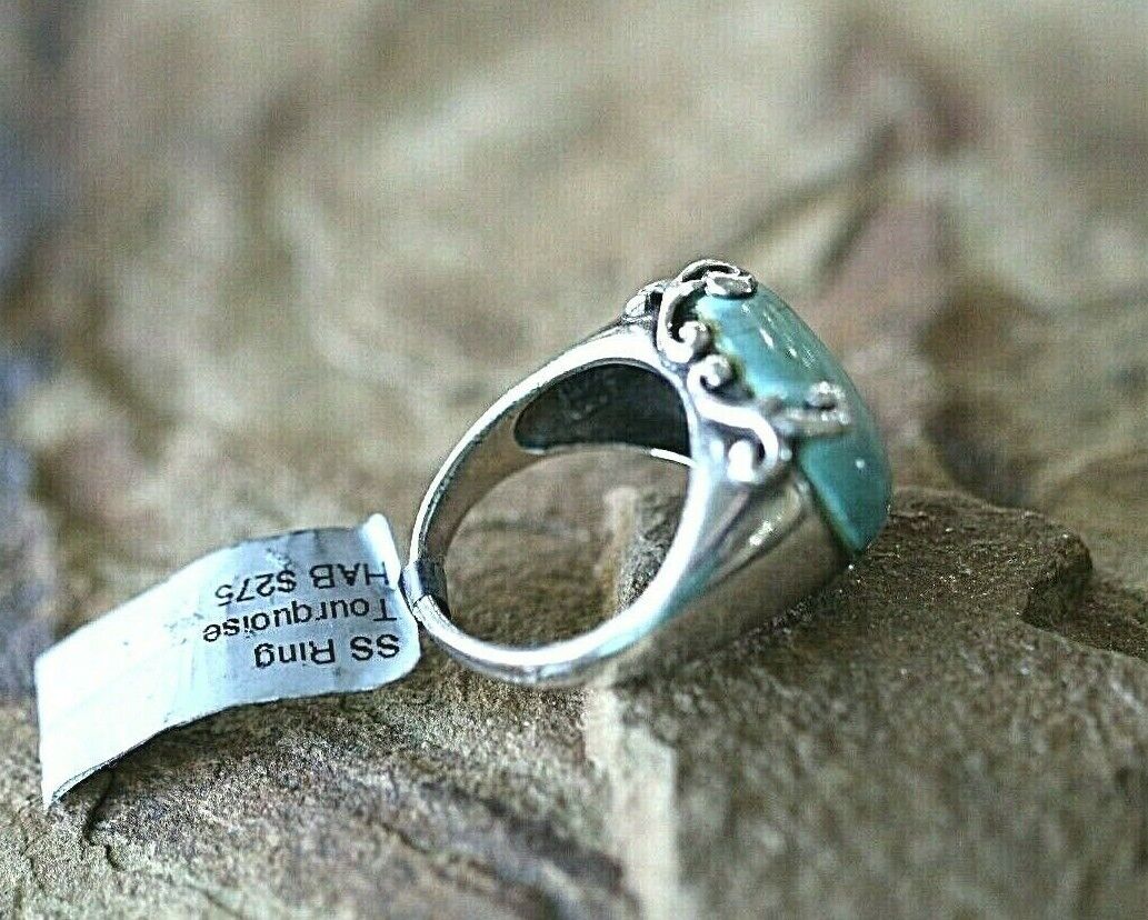 *VINTAGE*  Sterling Silver  Raised Turquoise Southwest Style Ring Size 6