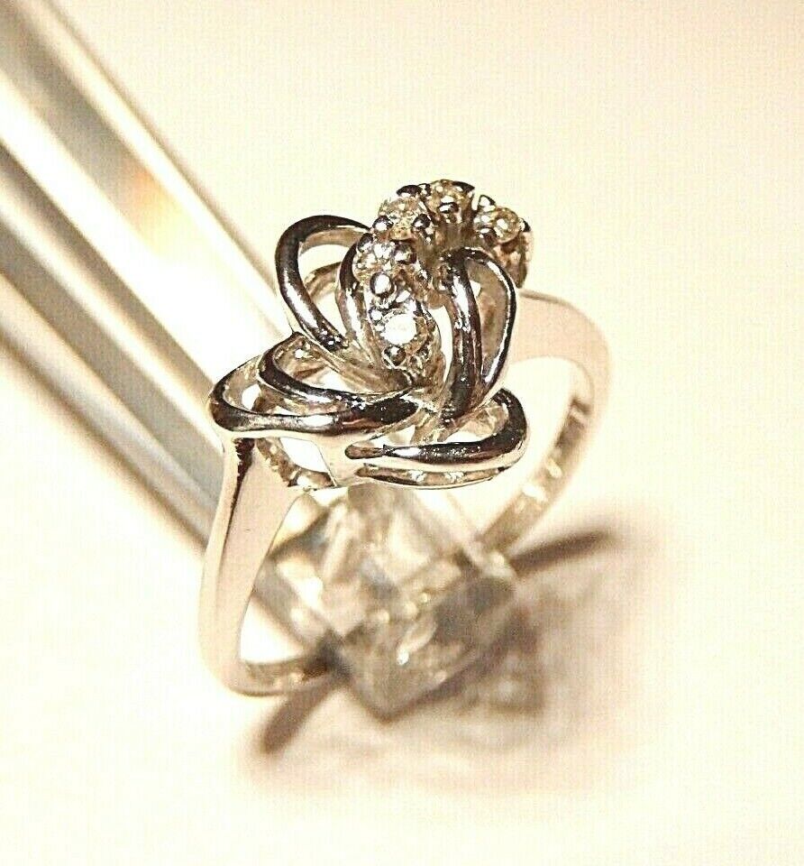 *NEW*  14K WHITE GOLD LADIES FREE FORM DIAMOND RING SIZE 6.5