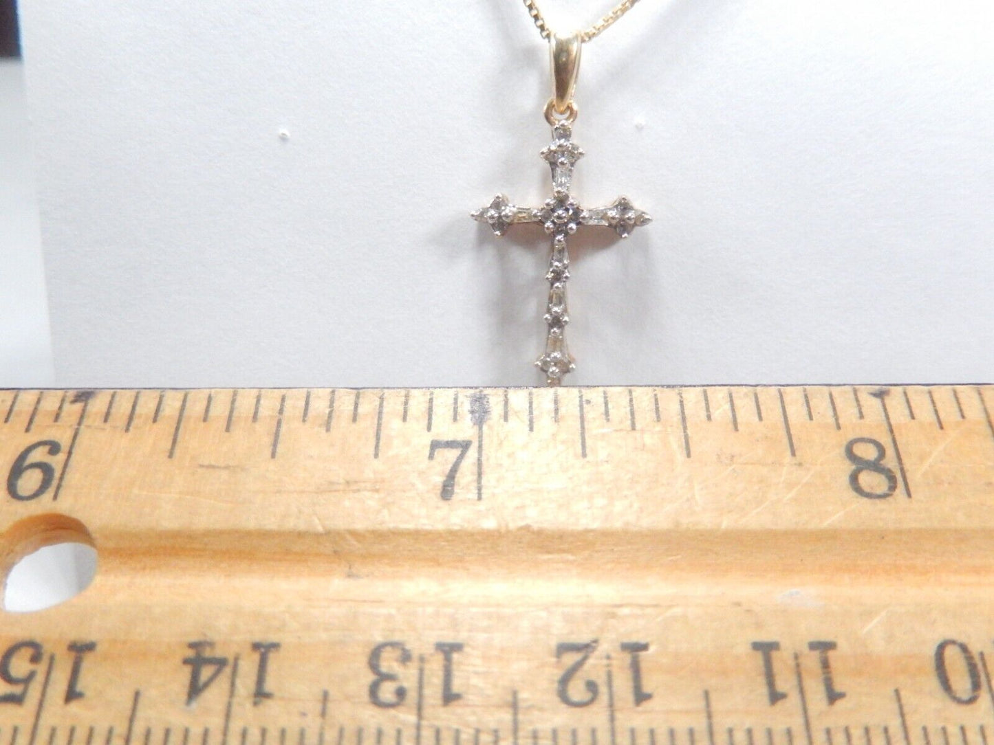*VINTAGE* 10K Yellow Gold 1/3CT 24 Natural Diamond Cross Pendant w/18"chain