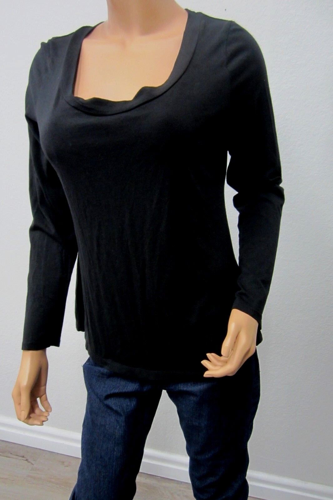 Ann Taylor LOFT Black Cotton Blend Longsleeve Scoop Neck Career Top - Size L