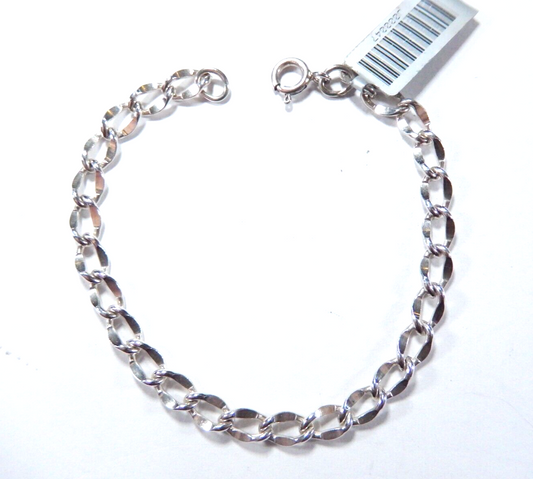 925 Sterling Silver Charm Bracelet 5.25mm Wide Link 7" Length