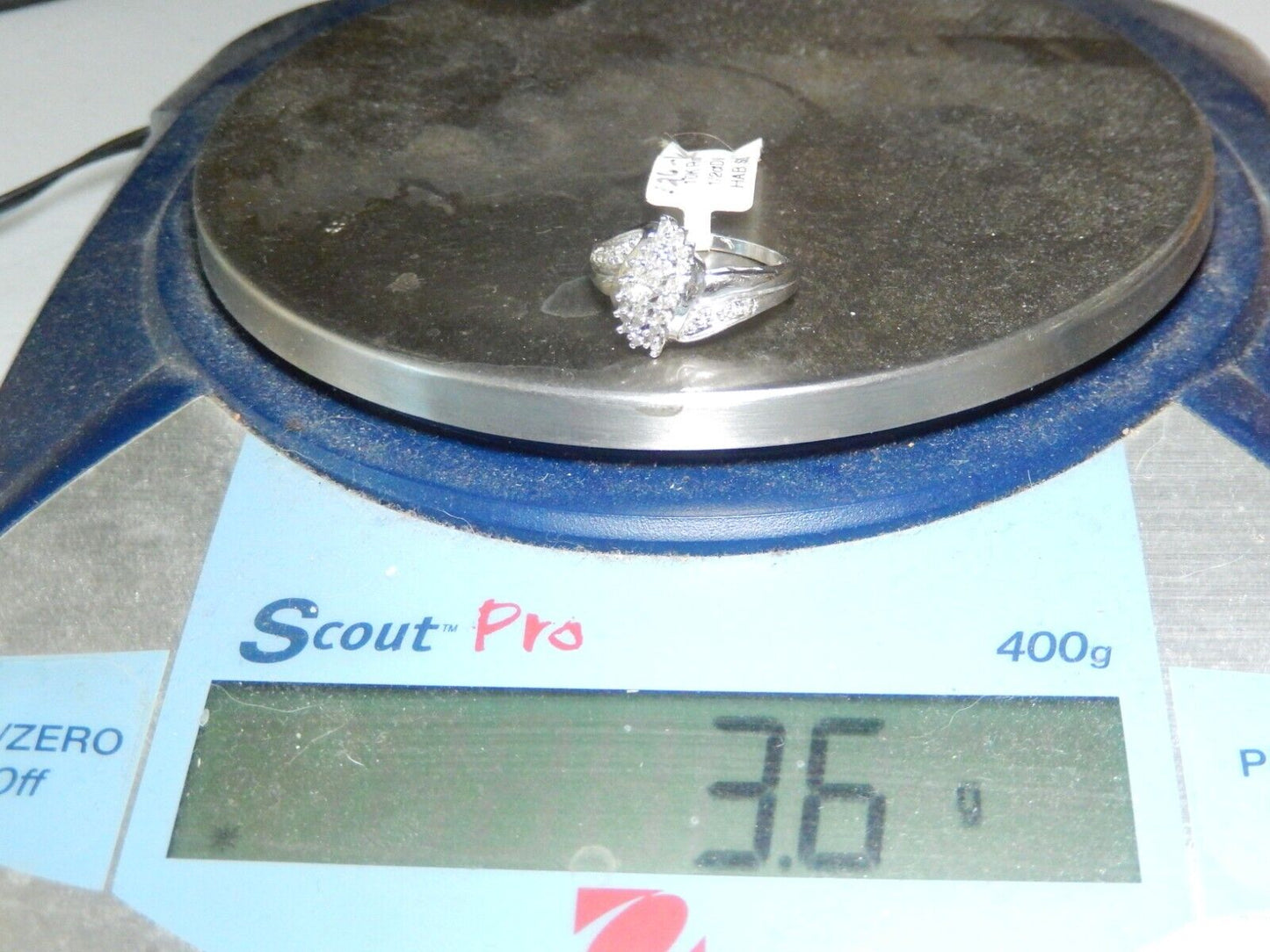*VINTAGE* 10k White Gold .50CT Diamond Cluster Cocktail Ring Size 7.5