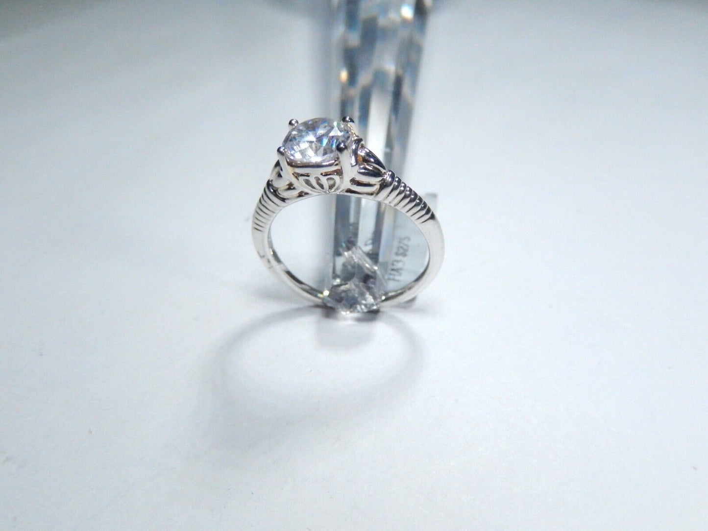 *VINTAGE* Sterling Silver Victorian Art Deco Style 1.25 CT  CZ Wedding Ring sz8