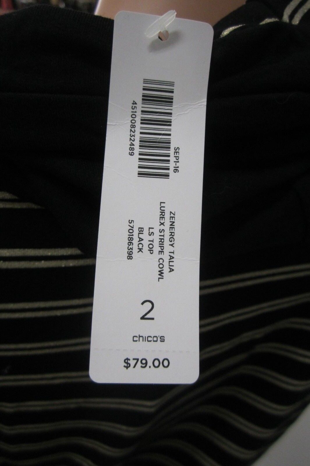 NWT Zenergy by Chico’s  Long Sl Cowl Neck CUTE  Stretch Knit Top Sz 2