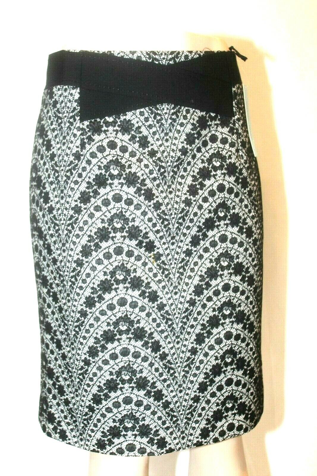 *NWT* $119. ANTONIO MELANI Black White Lace Layered Lined Pencil Skirt Sz 10