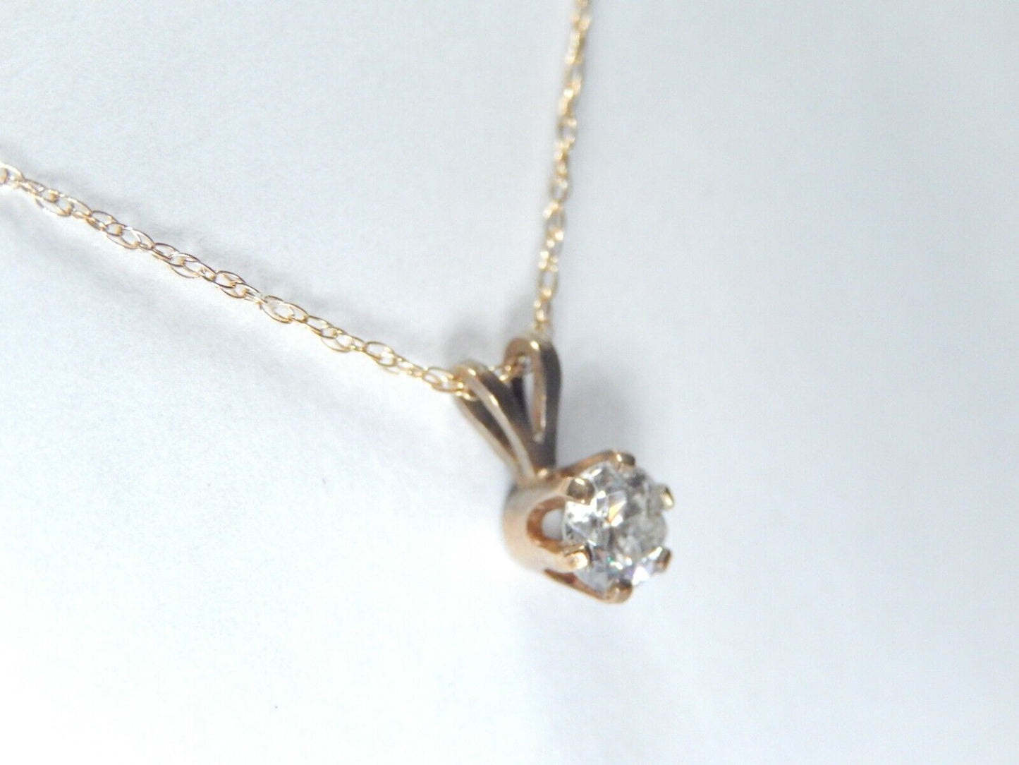 14K Yellow Gold 1/3 Ct Round SI-1 Natural Diamond Solitaire Pendant 16" Chain