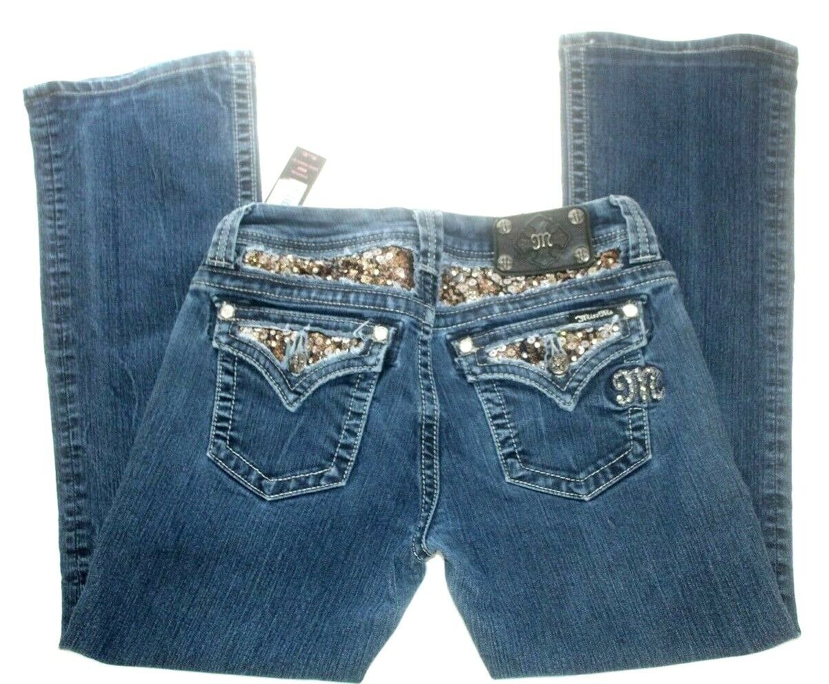 *NWT* Miss Me  Easy Boot Rhinestones & Sequins Bling Jeans Sz 27 x 33