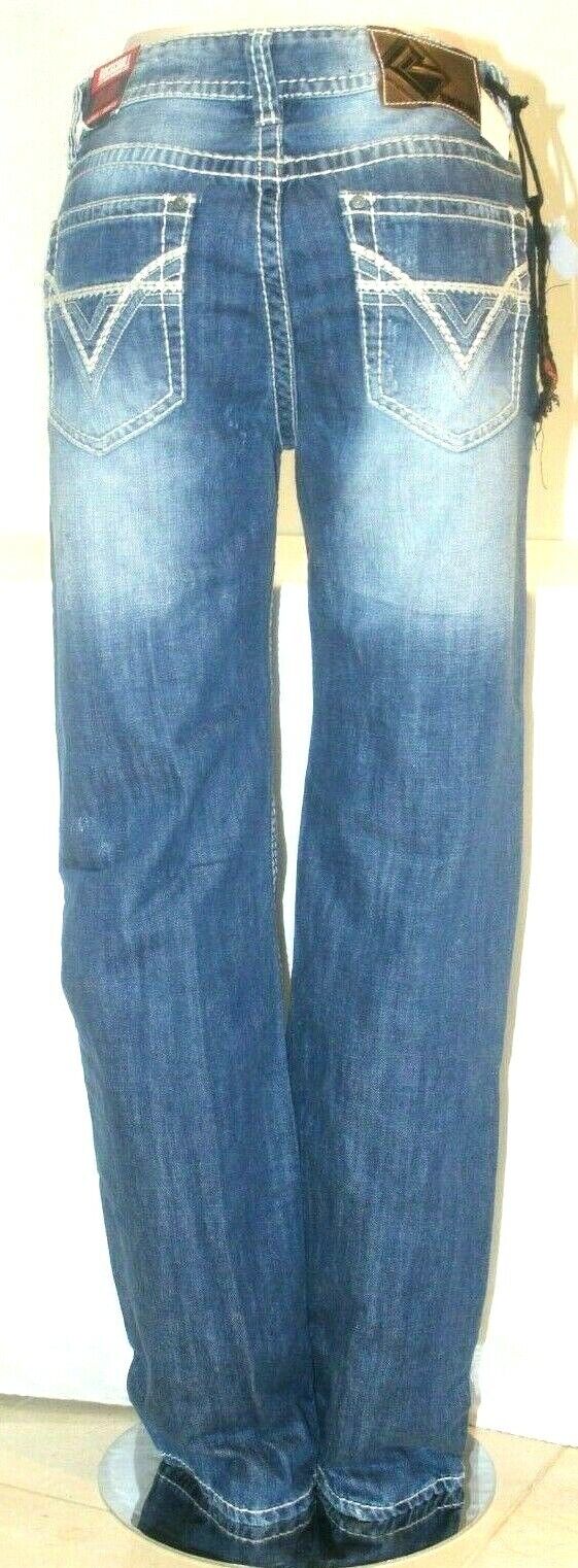 *NWT* Rock Roll Denim Mens Relaxed Fit Double Barrel Straight Leg Mid Wash 31x34