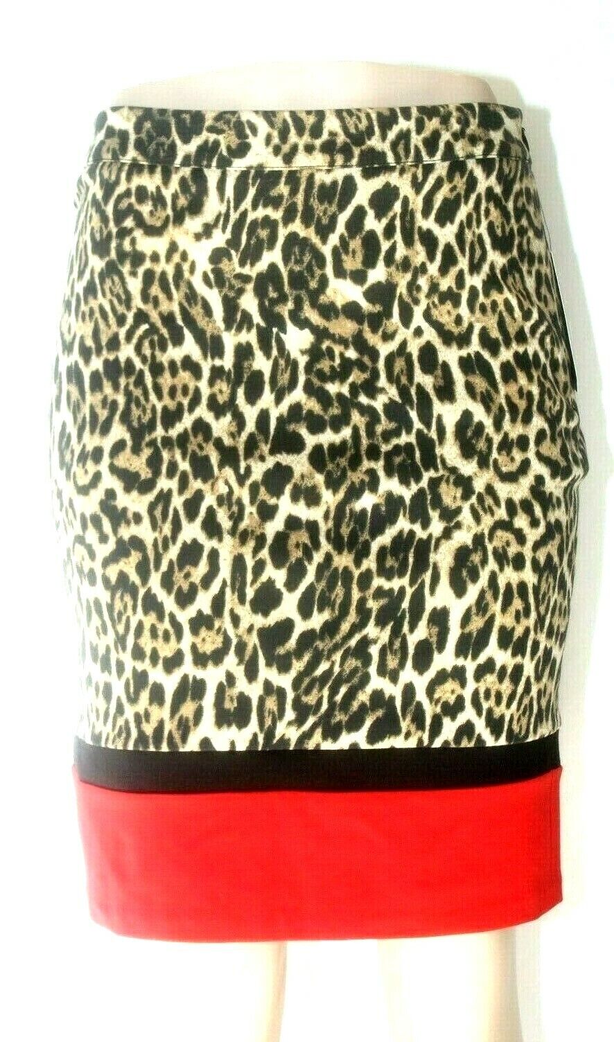 *NWT* Rafaella Womens Leopard Animal Print Red & Black Skirt Size 4