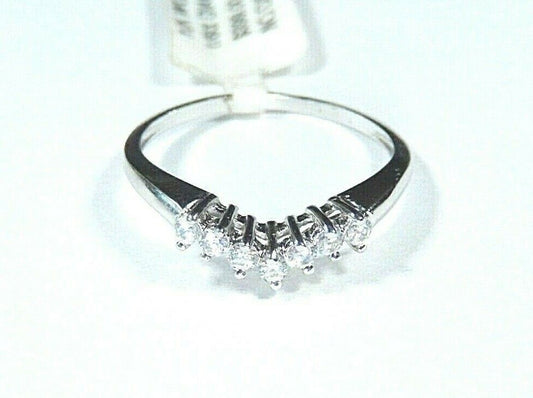 *VINTAGE*  10k White Gold Pointed CZ  Engagement Wedding Ring Size 6.5