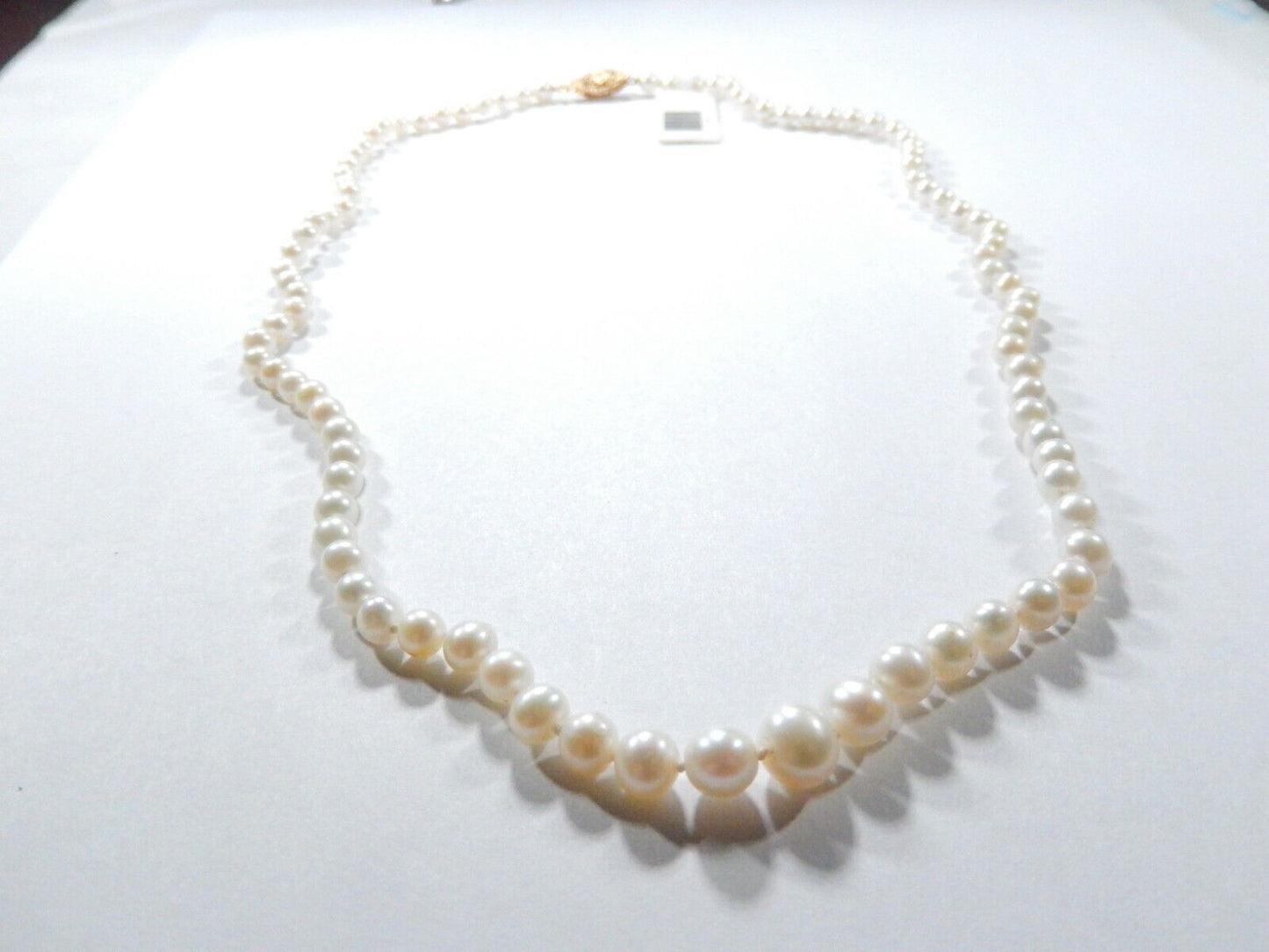 18" Genuine Cultured Graduated Pearl Necklace 4mm-7mm  14K Yellow Gold Clasp