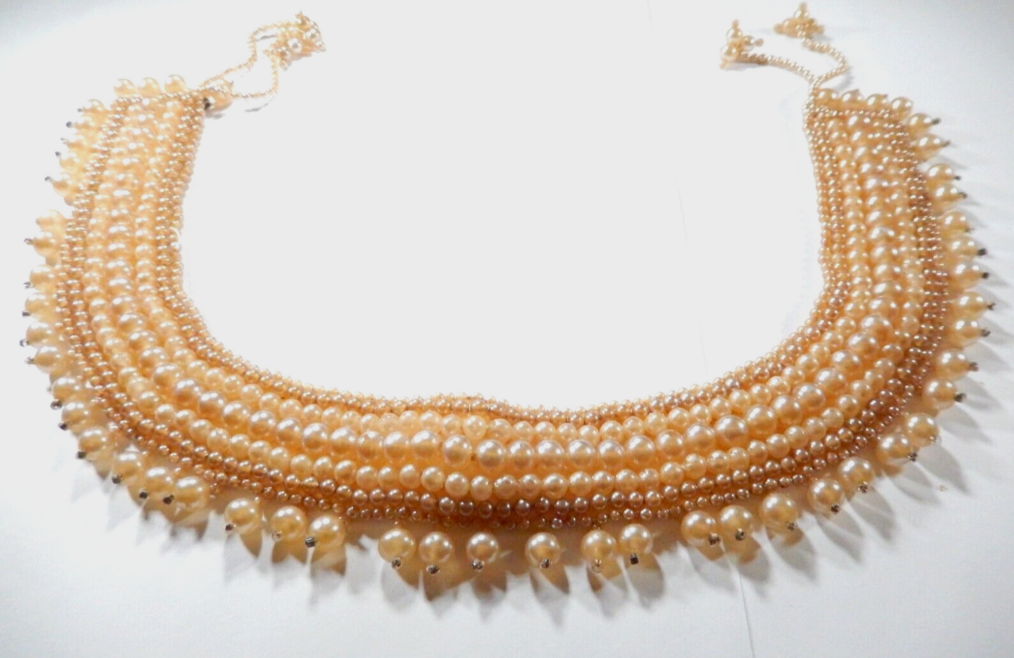 GLENTEX Vintage Jewelry Necklace 7-Row Faux Pearl Collar 18” long MADE IN JAPAN
