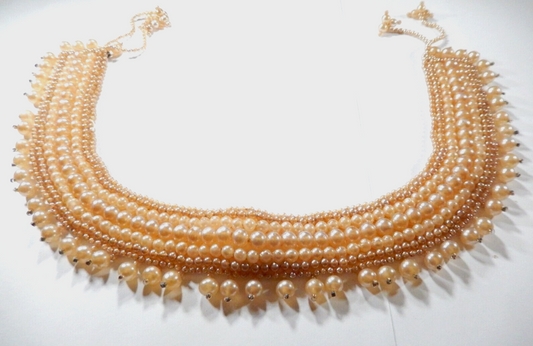 GLENTEX Vintage Jewelry Necklace 7-Row Faux Pearl Collar 18” long MADE IN JAPAN