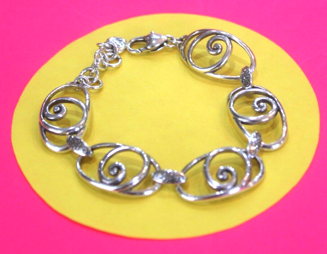 RETIRED Brighton ROCK N SCROLL Bracelet Silver Plated Oval Swirls