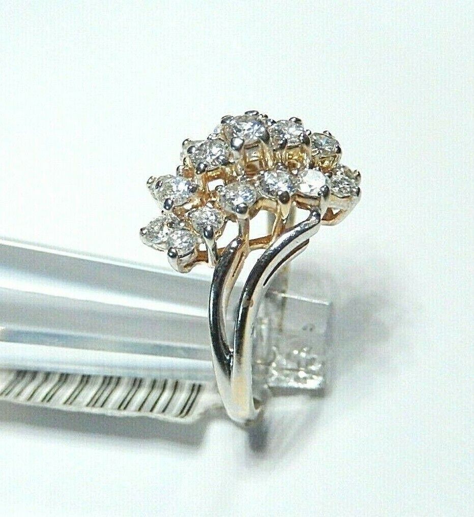 14K  Yellow Gold 1.00 CT VS 19 Round Diamond Waterfall Ladies Ring Size 7