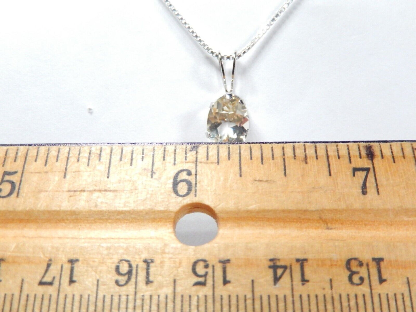 NEW 10K WHITE GOLD 2.00 CT Oval LIME QUARTZ SOLITAIRE PENDANT w/18"chain