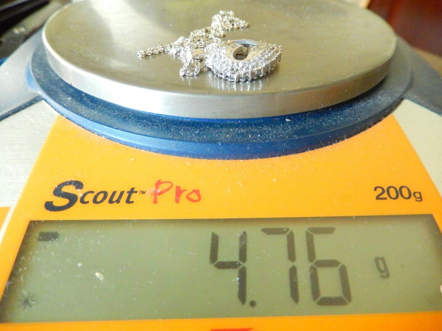*VINTAGE* 14Kt White Gold 1.00 CT Natural Diamond Heart Pendant with 18" Chain