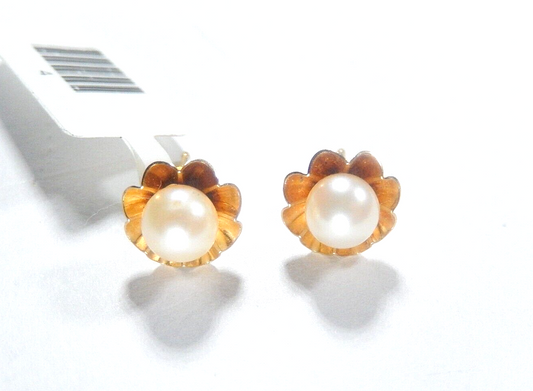 *VINTAGE*  14K Yellow Gold Buttercup 5.5mm  Stud Earrings