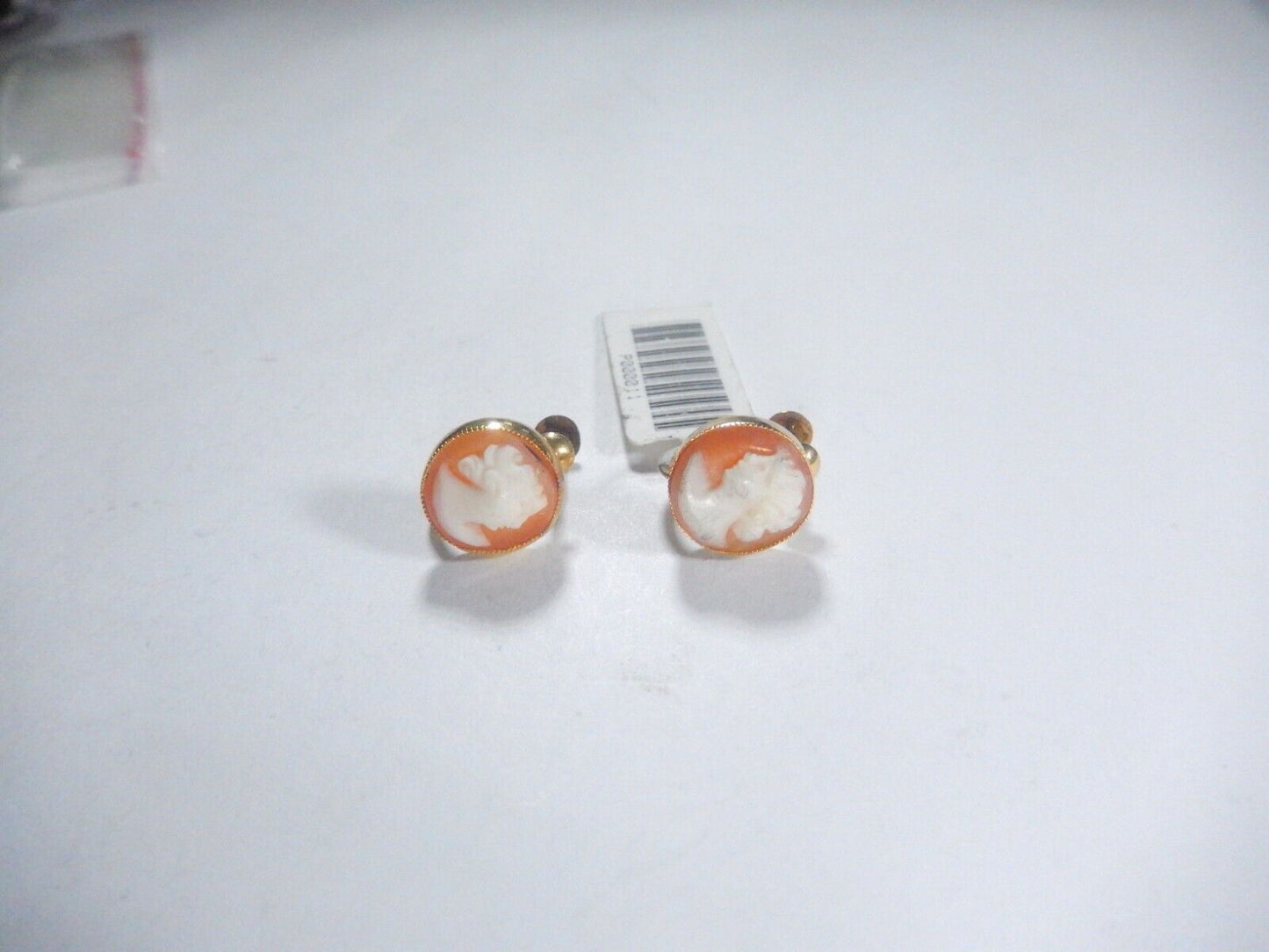 Antique Victorian "AMCO"  10k Yellow Gold  Cameo Screw Earrings