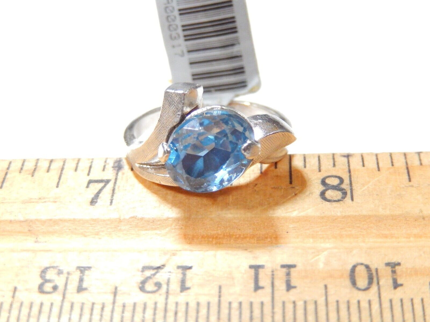 *VINTAGE*  Sterling Silver 3.00 CT London Blue Topaz Bypass Curvy Ring Size 6