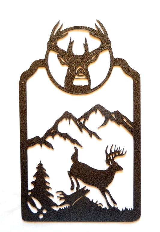 ~NEW~ 14ga. - "DEER SCENE IN MOUNTAINS" Metal Wall Art - 16" x 9.5"